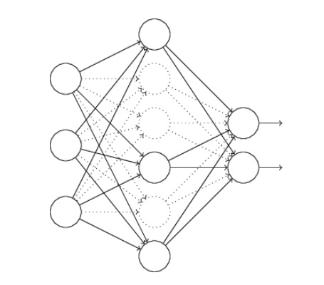 ilustación de la técnica dropout